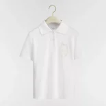 Dior Women Médaillon Embroidered Polo Shirt White Cotton-Blend Piqué 623T16A4C95