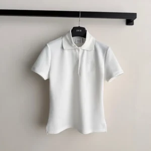 Dior Women Médaillon Embroidered Polo Shirt White Cotton-Blend Piqué 623T16A4C95