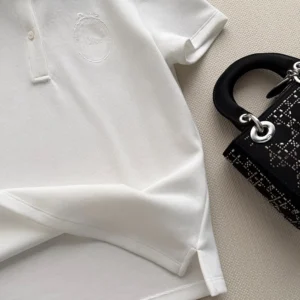 Dior Women Médaillon Embroidered Polo Shirt White Cotton-Blend Piqué 623T16A4C95