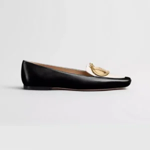 Dior Women Médaillon Loafer Black and White Lambskin KDF215LAB