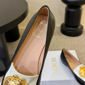 Dior Women Médaillon Loafer Black and White Lambskin KDF215LAB