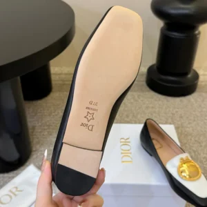 Dior Women Médaillon Loafer Black and White Lambskin KDF215LAB