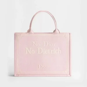 Dior Women Medium Dior Book Tote with Strap Rose Tendre No Dior No Dietrich Embroidery