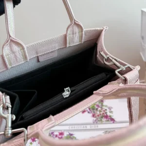 Dior Women Medium Dior Book Tote with Strap Rose Tendre No Dior No Dietrich Embroidery