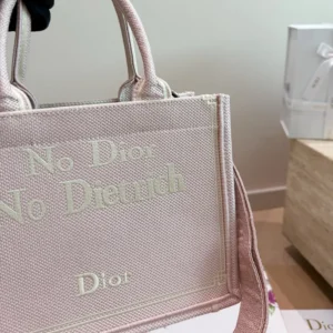 Dior Women Medium Dior Book Tote with Strap Rose Tendre No Dior No Dietrich Embroidery