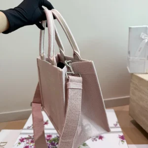 Dior Women Medium Dior Book Tote with Strap Rose Tendre No Dior No Dietrich Embroidery