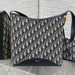 Dior Women Medium Dior Médaillon Bucket Bag Blue Dior Oblique Jacquard M1532QTZQ