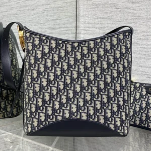 Dior Women Medium Dior Médaillon Bucket Bag Blue Dior Oblique Jacquard M1532QTZQ