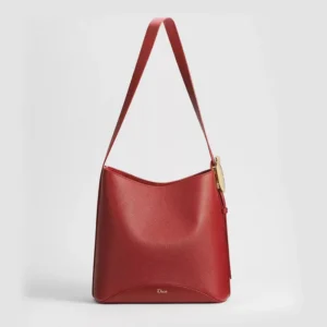 Dior Women Medium Dior Médaillon Bucket Bag Garance Red Grained Calfskin M1532QUQW