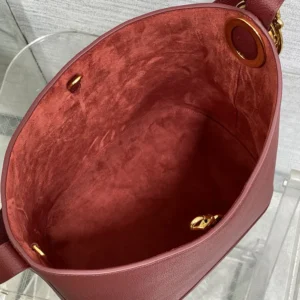 Dior Women Medium Dior Médaillon Bucket Bag Garance Red Grained Calfskin M1532QUQW