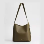 Dior Women Medium Dior Médaillon Bucket Bag Khaki Grained Calfskin