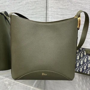 Dior Women Medium Dior Médaillon Bucket Bag Khaki Grained Calfskin