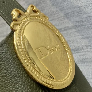 Dior Women Medium Dior Médaillon Bucket Bag Khaki Grained Calfskin