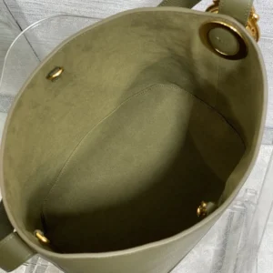 Dior Women Medium Dior Médaillon Bucket Bag Khaki Grained Calfskin