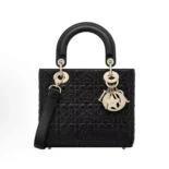 Dior Women Mini Lady Dior Dioramour Bag Black Cannage Lambskin with Star Motif