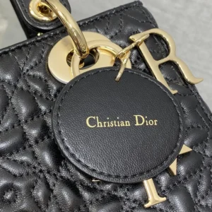 Dior Women Mini Lady Dior Dioramour Bag Black Cannage Lambskin with Star Motif