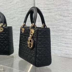 Dior Women Mini Lady Dior Dioramour Bag Black Cannage Lambskin with Star Motif