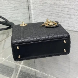 Dior Women Mini Lady Dior Dioramour Bag Black Cannage Lambskin with Star Motif