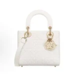 Dior Women Mini Lady Dior Dioramour Bag Latte Cannage Lambskin with Star Motif