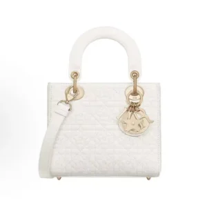 Dior Women Mini Lady Dior Dioramour Bag Latte Cannage Lambskin with Star Motif