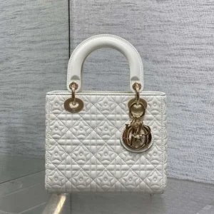 Dior Women Mini Lady Dior Dioramour Bag Latte Cannage Lambskin with Star Motif