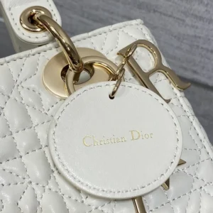 Dior Women Mini Lady Dior Dioramour Bag Latte Cannage Lambskin with Star Motif