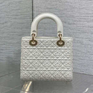 Dior Women Mini Lady Dior Dioramour Bag Latte Cannage Lambskin with Star Motif