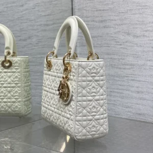 Dior Women Mini Lady Dior Dioramour Bag Latte Cannage Lambskin with Star Motif