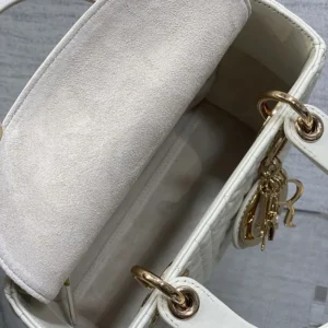 Dior Women Mini Lady Dior Dioramour Bag Latte Cannage Lambskin with Star Motif