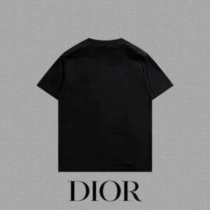 Dior Women Reverse T-Shirt Relaxed Fit Black Cotton Jersey 683J668B3036