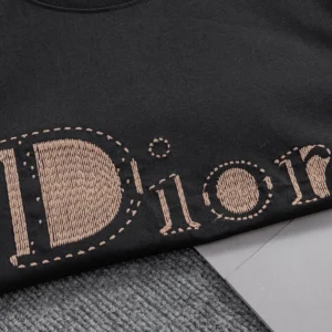 Dior Women Reverse T-Shirt Relaxed Fit Black Cotton Jersey 683J668B3036