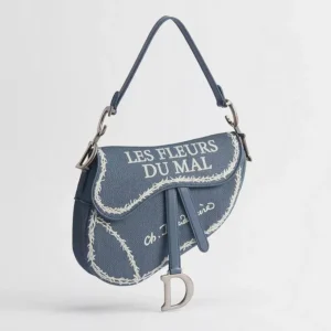 Dior Women Saddle Bag with Strap Blue and White Book Cover Embroidery M0469VEHQ
