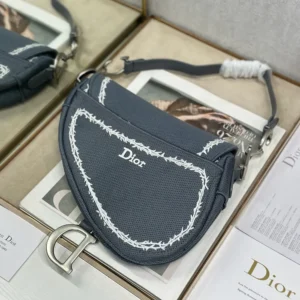 Dior Women Saddle Bag with Strap Blue and White Book Cover Embroidery M0469VEHQ