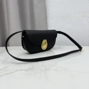 Dior Women Small Dior Médaillon Flap Bag Black Grained Calfskin M3919QDWP
