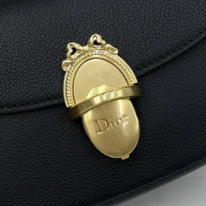 Dior Women Small Dior Médaillon Flap Bag Black Grained Calfskin M3919QDWP