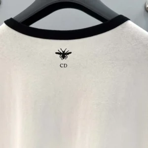 Dior Women T-Shirt White and Black Cotton and Linen Jersey 513T07B4222