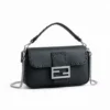 Fendi Women Baguette® Mini Black Selleria Bag with 309 Hand-sewn Stitches 11 Fendi Women Baguette® Mini Cappuccino-colored Selleria Bag-Black