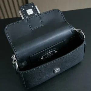 Fendi Women Baguette® Mini Black Selleria Bag with 309 Hand-sewn Stitches