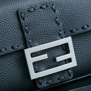 Fendi Women Baguette® Mini Black Selleria Bag with 309 Hand-sewn Stitches