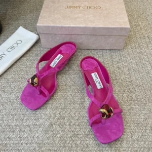 Jimmy Choo Women Emeri Stone 35 Violet Orchid And Dark Amber Suede Sandals