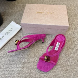 Jimmy Choo Women Emeri Stone 35 Violet Orchid And Dark Amber Suede Sandals