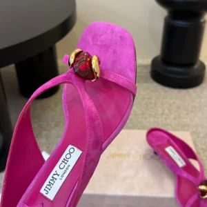 Jimmy Choo Women Emeri Stone 35 Violet Orchid And Dark Amber Suede Sandals