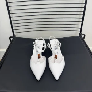 Jimmy Choo Women Lauri 50 Latte Mix Nappa Leather Slingbacks with Beads-White LAURI50BZG