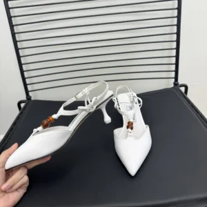 Jimmy Choo Women Lauri 50 Latte Mix Nappa Leather Slingbacks with Beads-White LAURI50BZG