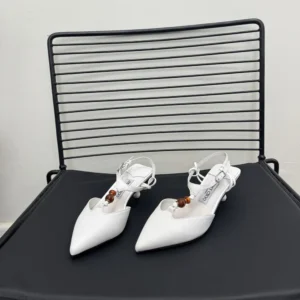 Jimmy Choo Women Lauri 50 Latte Mix Nappa Leather Slingbacks with Beads-White LAURI50BZG