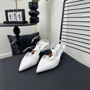 Jimmy Choo Women Lauri 50 Latte Mix Nappa Leather Slingbacks with Beads-White LAURI50BZG