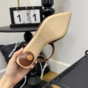 Jimmy Choo Women Lauri 50 Tan Mix Suede Slingbacks with Beads-Brown LAURI50IPV
