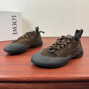 Loewe Unisex Grip Sneaker in Calfskin Suede-Dark Brown L814282X78