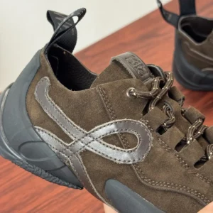 Loewe Unisex Grip Sneaker in Calfskin Suede-Dark Brown L814282X78