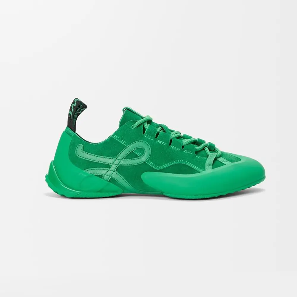 Loewe Unisex Grip Sneaker in Calfskin Suede-Jungle Green L814282X76
